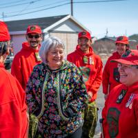 The Governor General is greeting Canadian Rangers.