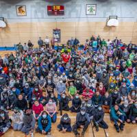 View of the audience in a gym.