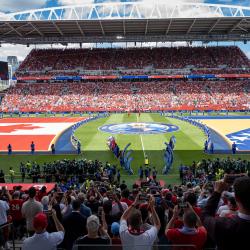 Le terrain avant le match de soccer opposant le Canada à la Bosnie-Herzégovine.