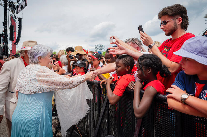 Governor General Mary Simon greeting public.