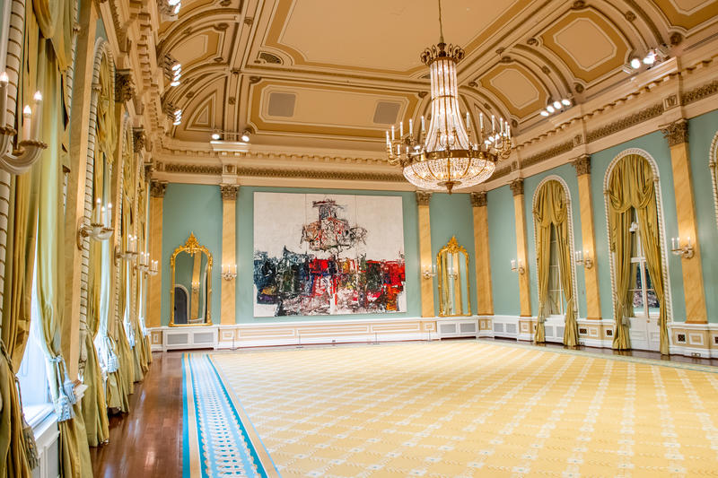 Painting on the back wall of the Rideau Hall Ballroom.