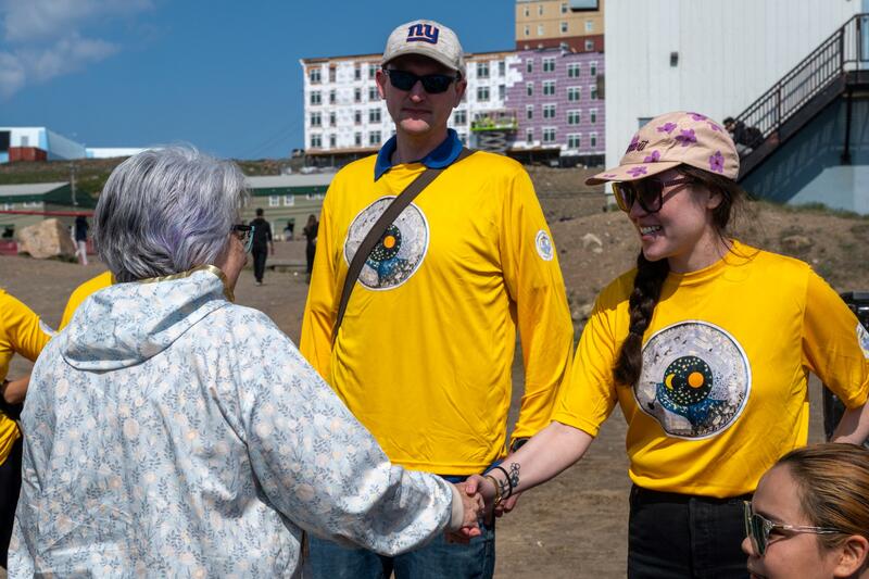 Governor General Mary Simon greets visitors at Nunavut Day celebrations