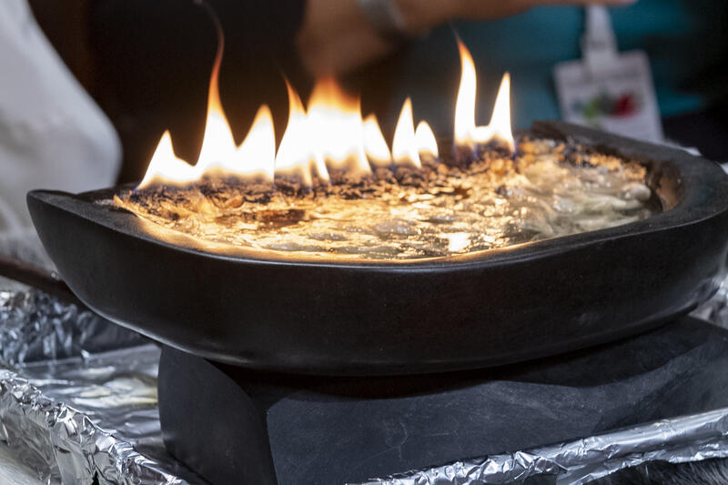 A qulliq - a traditional oil lamp.