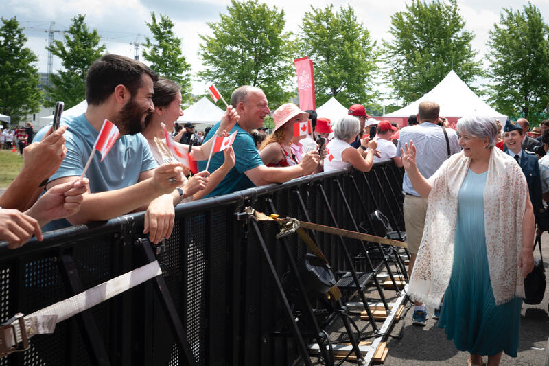 Governor General Mary Simon greeting public.