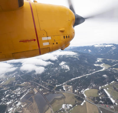  A picture of the CC-115 Buffalo’s propeller while flying. 