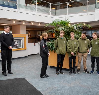 The Governor General meets with five teenagers who performed a heroic act at the District Hall in North Vancouver.