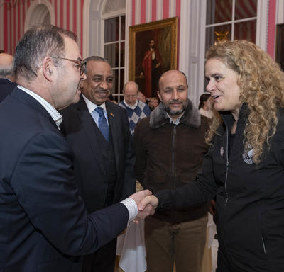 The Governor General meets with members of the Diplomatic Corps inside the Tent Room at Rideau Hall.