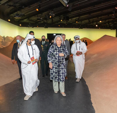 Governor General Mary Simon is walking at Expo 2020 Dubai. 