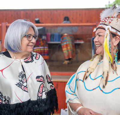 The Governor General is smiling alongside Kukpi7 (Chief) Rosanne Casimir.