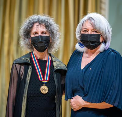 Linda Rabin, dancer, teacher, choreographer and somatic movement educator, receiving an award from the Governor General.