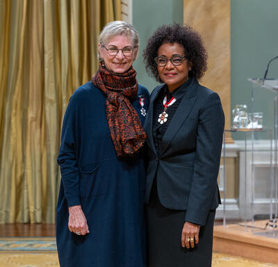 Ella Yoelli Amir is standing next to The Right Honourable Michaëlle Jean.