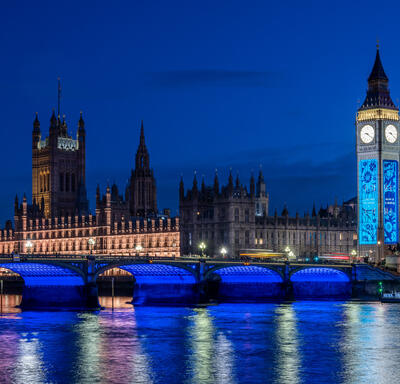 Night time view of big ben in London