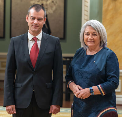 Governor General Marie Simon stands with His Excellency Plamen Georgiev Georgiev