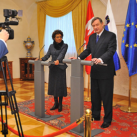 Arrivée officielle en Slovénie et rencontre avec le président de la République de Slovénie