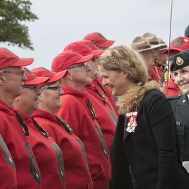 During the inspection of the guard of honour, the Governor General stopped to thank members for their service.