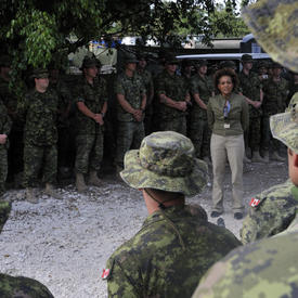 VISIT TO HAITI - Military troops in Léogâne