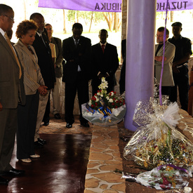 STATE VISIT TO RWANDA - Wreath-laying in Butare