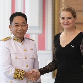 His Excellency Sovann Ke Ambassador of the Kingdom of Cambodia poses for a picture with the Governor General. 