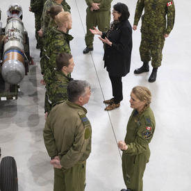 The Governor General speaks to CAF members. 