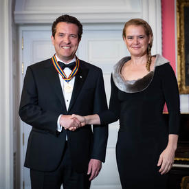Rick Mercer shakes hands with the Governor General. 