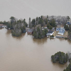 A photo taken from the helicopter of the flooded areas. 
