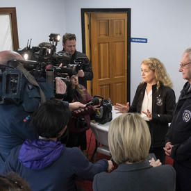The Governor General speaks to members of the media.