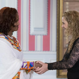 Her Excellency Nasise Challi Jira, Ambassador of the Federal Democratic Republic of Ethiopia, presents her letters of credence. 