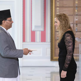 His Excellency Bhrigu Dhungana, Ambassador of the Federal Democratic Republic of Nepal, presents his letters of credence. 