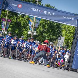 Participants line up at the starting line, moments before beginning the course.