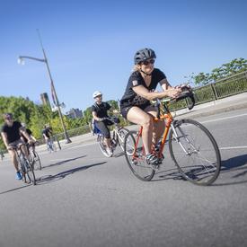 The Governor General rides towards the finish line in the final leg of the course
