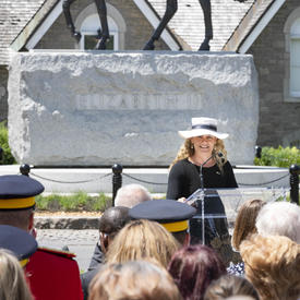 The Governor General delivered remarks in front of the Queen Elizabeth II Equestrian Monument.