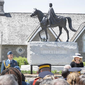 The Governor General delivered remarks in front of the Queen Elizabeth II Equestrian Monument.