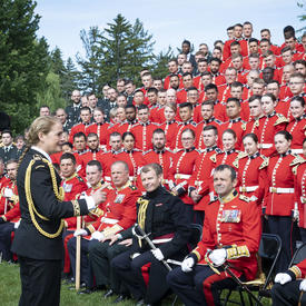 The Governor General speaks intimately to members of the Ceremonial Guard, moments after the group photo.