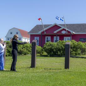 The Governor General and the Mayor of Grosse-Île are walking through the Old Harry sector.