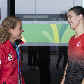 The Governor General met with squash player Samantha Cornett after the game.   