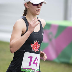  Claire Samulak performed in the running portion of the modern pentathlon.  