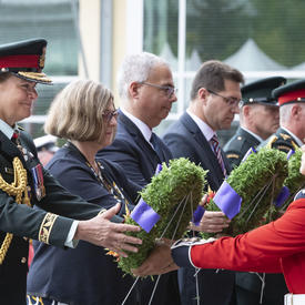 The Governor General prepares to lay a wreath at the Kandahar Cenotaph Rededication Ceremony.