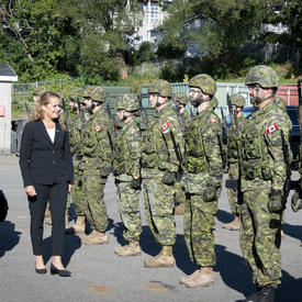 The Governor General inspecting the guard of honour. 