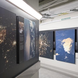 Display of photographs taken by astronauts.