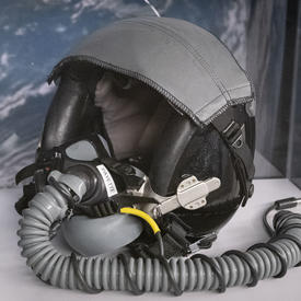 Helmet worn by Governor General Payette while flying on NASA T-38 jets.