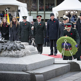 The Governor General lays a wreath during the National Remembrance Day Ceremony. 