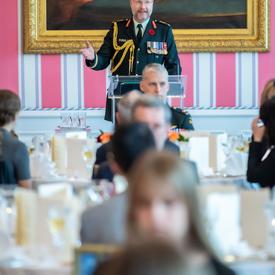 Brigadier-General Theriault delivers remarks at the Luncheon for the National Silver Cross Mother. 