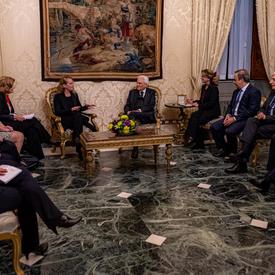 The Governor General and Canadian officials meet with the President and Italian officials. 
