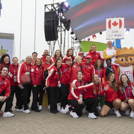 At the end of the flag-raising ceremony, team Canada took a group photo. 