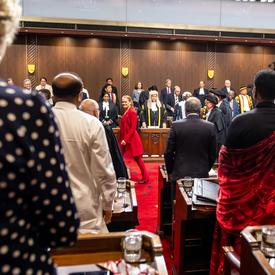 The Governor General exited the Senate Chambers. 