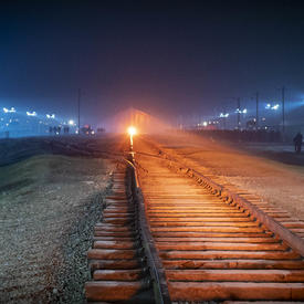 Photo of the railroad tracks. 