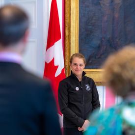 Two teachers stood to thank the Governor General. 