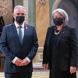His Excellency Ronen Pinchas Hoffman,                                                                                                  Ambassador of the State of Israel, stands to the right of Governor General Mary Simon for a photograph.