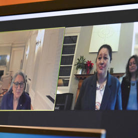 Screenshot of Governor General Mary Simon and Governor General Dame Cindy Kiro participating in a virtual call.