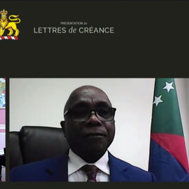 A split screen of Governor General Mary Simon and His Excellency Issimaïl Chanfi, Ambassador of the Union of the Comoros.